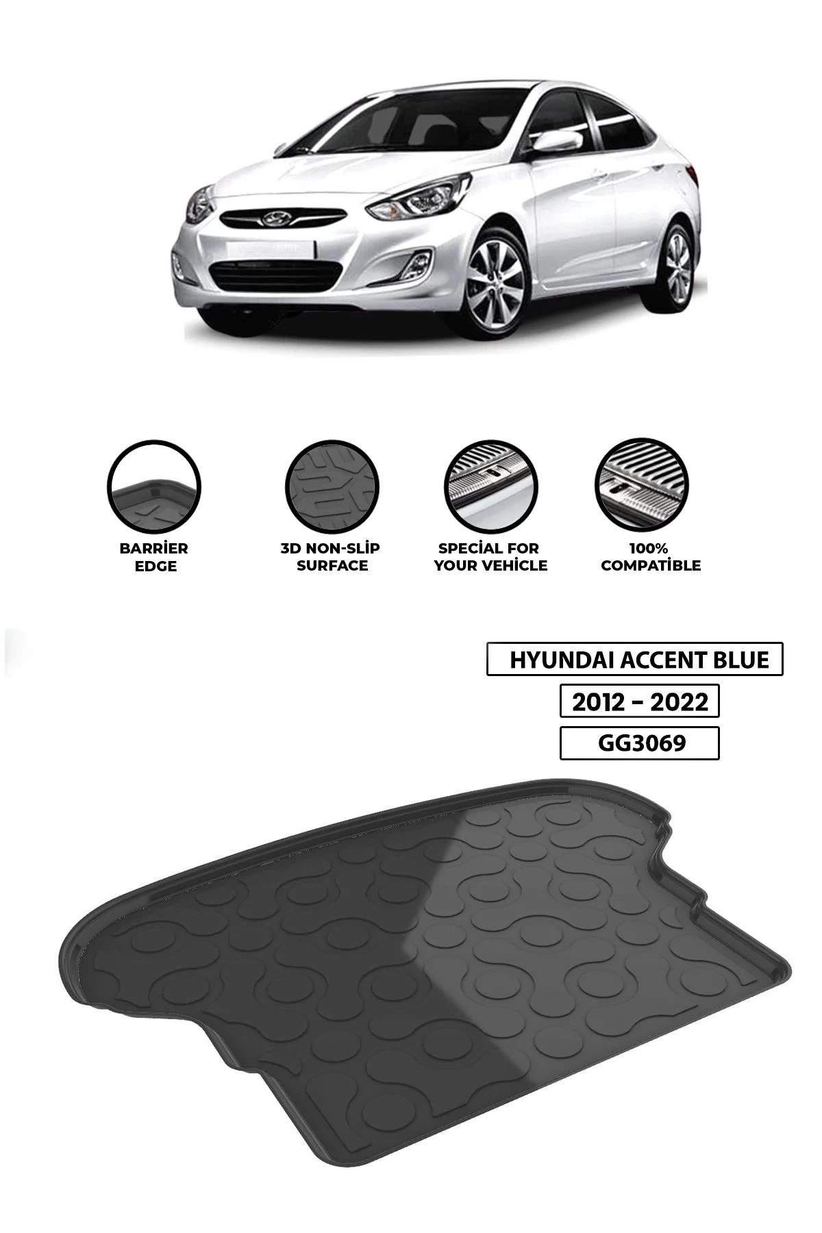 For -HYUNDAI-ACCENT-BLUE 2012-2022 luggage compartment Diffuser Extension Rear Bumper Attachment Luggage compartment