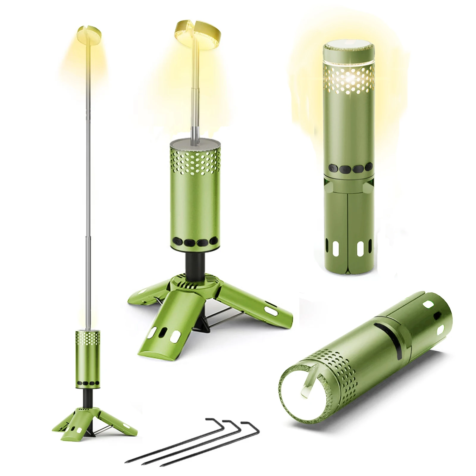 Lampe de camping LED télescopique portable, lanterne aste pour les aventures en plein air, base magnétique compacte, lumière de tente