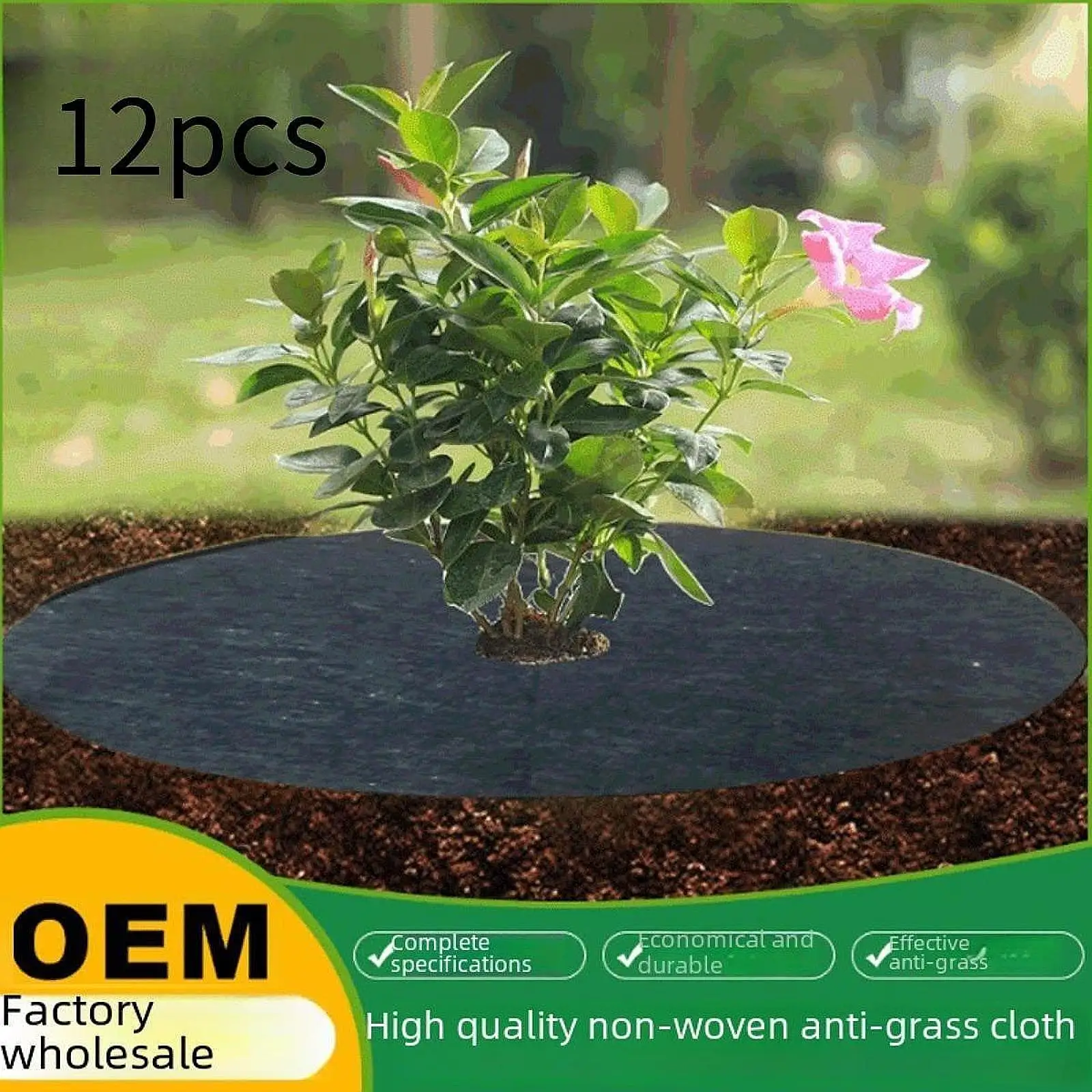 12x Tree Mulch Rings Round with Hole Potted Plant Root Protection Cloth Cover Landscaping Thickened Reusable Weed Barrier Fabric
