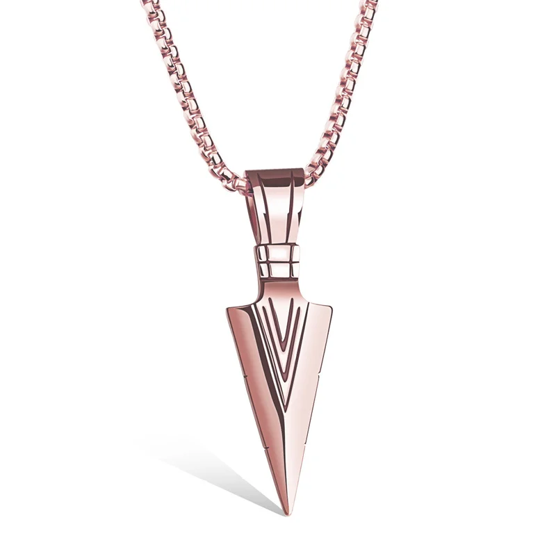 Wu\'s 2022 New Jewelry Pharaoh\'s Spear Arrow Titanium Steel Necklace Male Domineering Collarbone Chain Pendant Sweater Chain