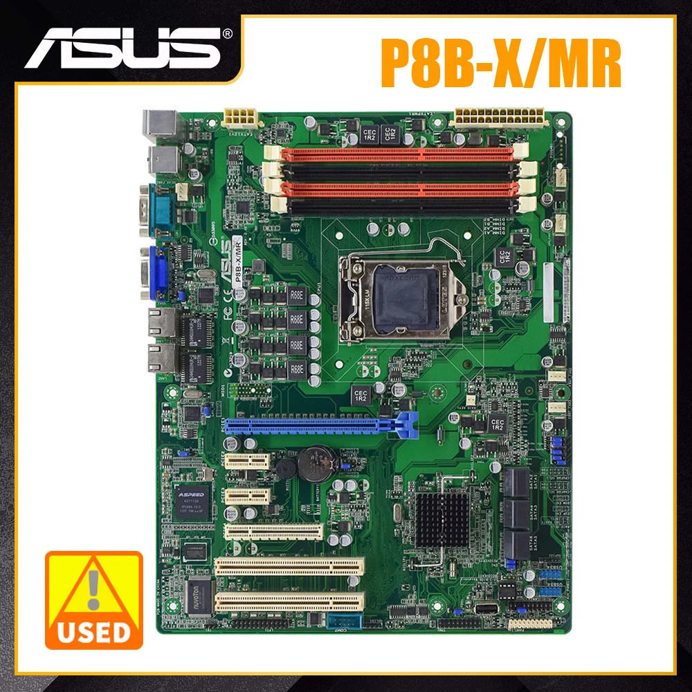 ASUS P8B-X/MR Motherboard LGA 1155 Motherboard DDR3 Support Kit Xeon Core i3 Processor Intel C202 SATA2 ATX PCI-E X16 X8 Slot