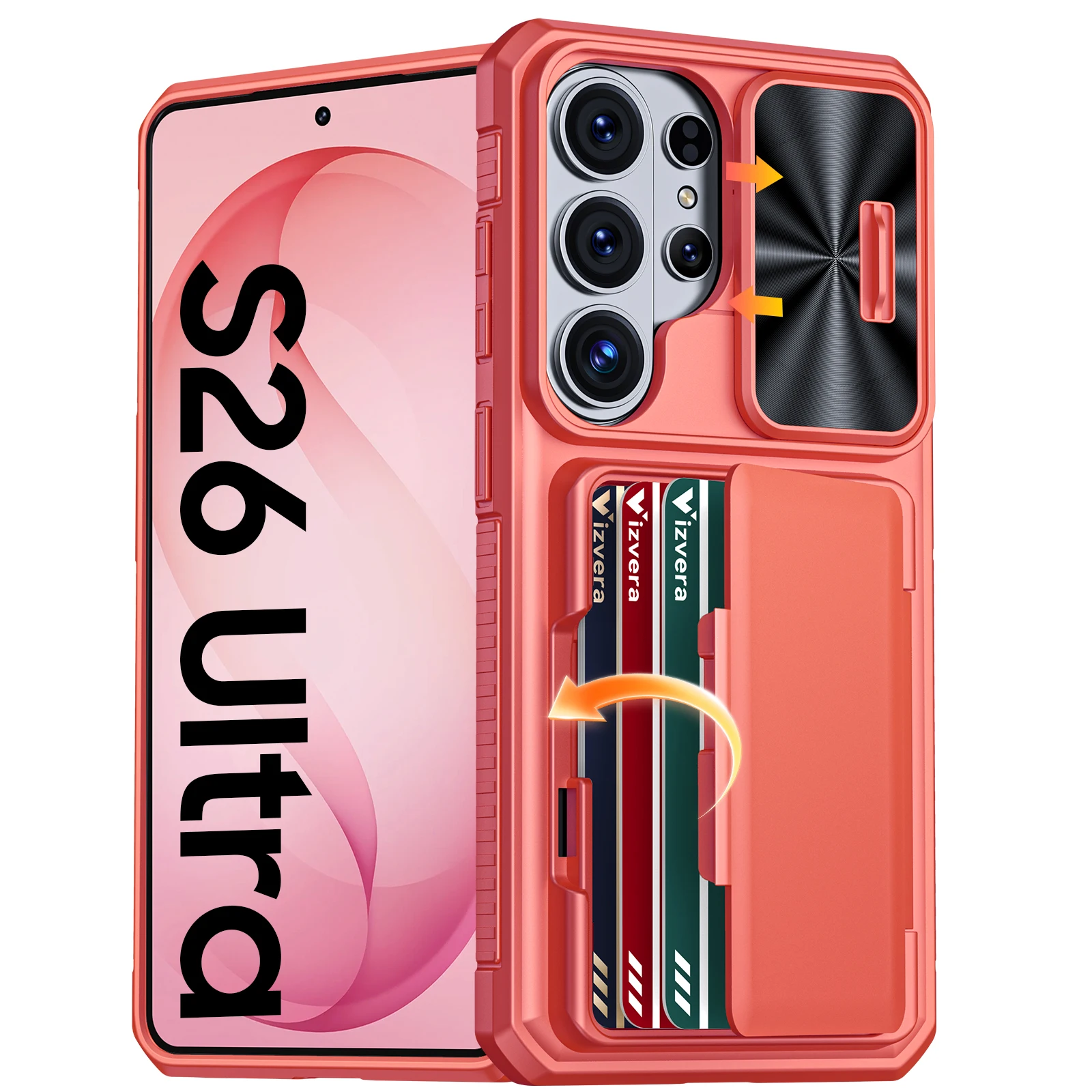 Galaxy S26 Ultra Case Wallet - Volledige bescherming met kaarthouder (4 kaarten), camera-afdekking & standaard voor dames & heren - Blauw