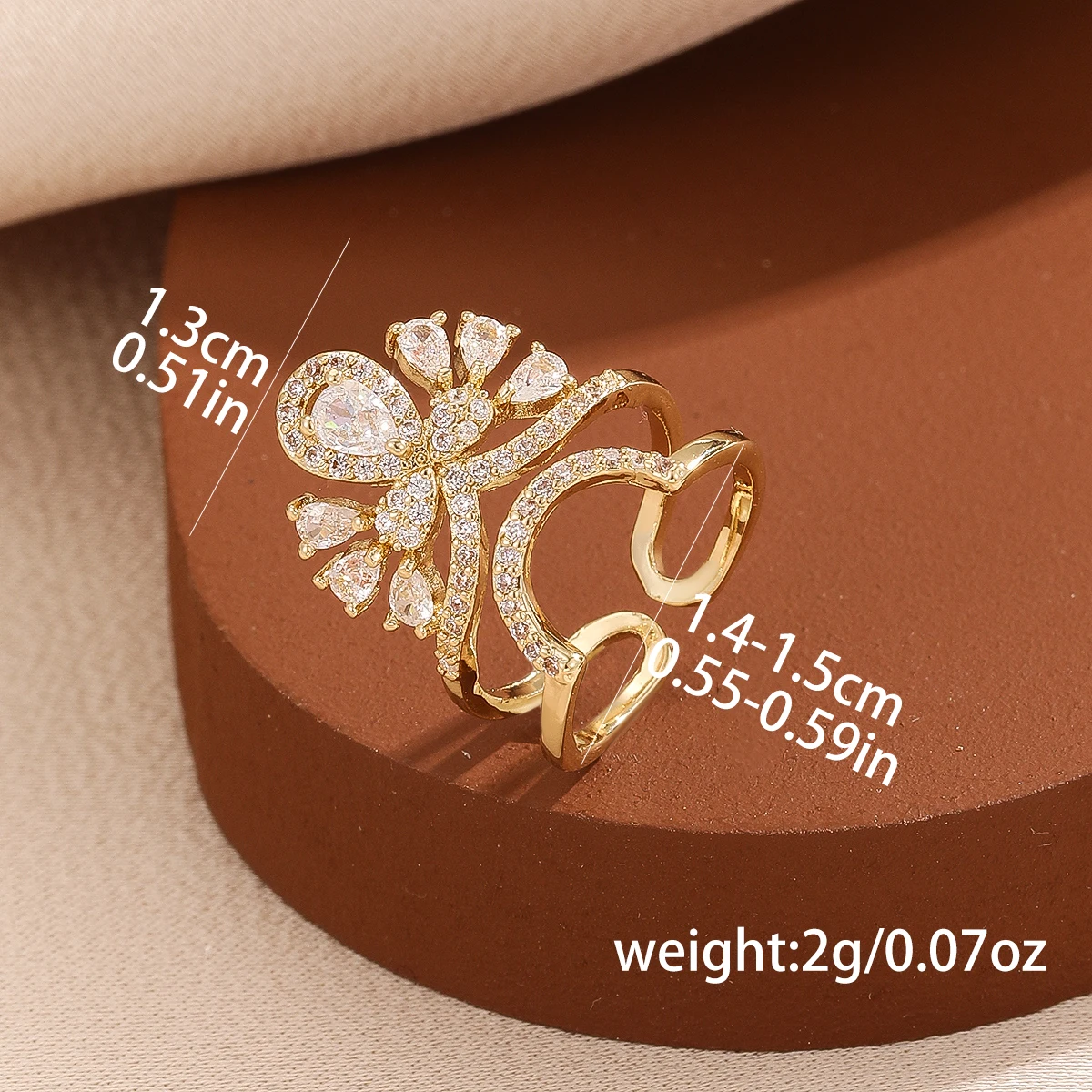 High-end Style Micro-inlaid Zircon Open Nail Art Wear For Women, Niche Design, Versatile Accessories For Banquets