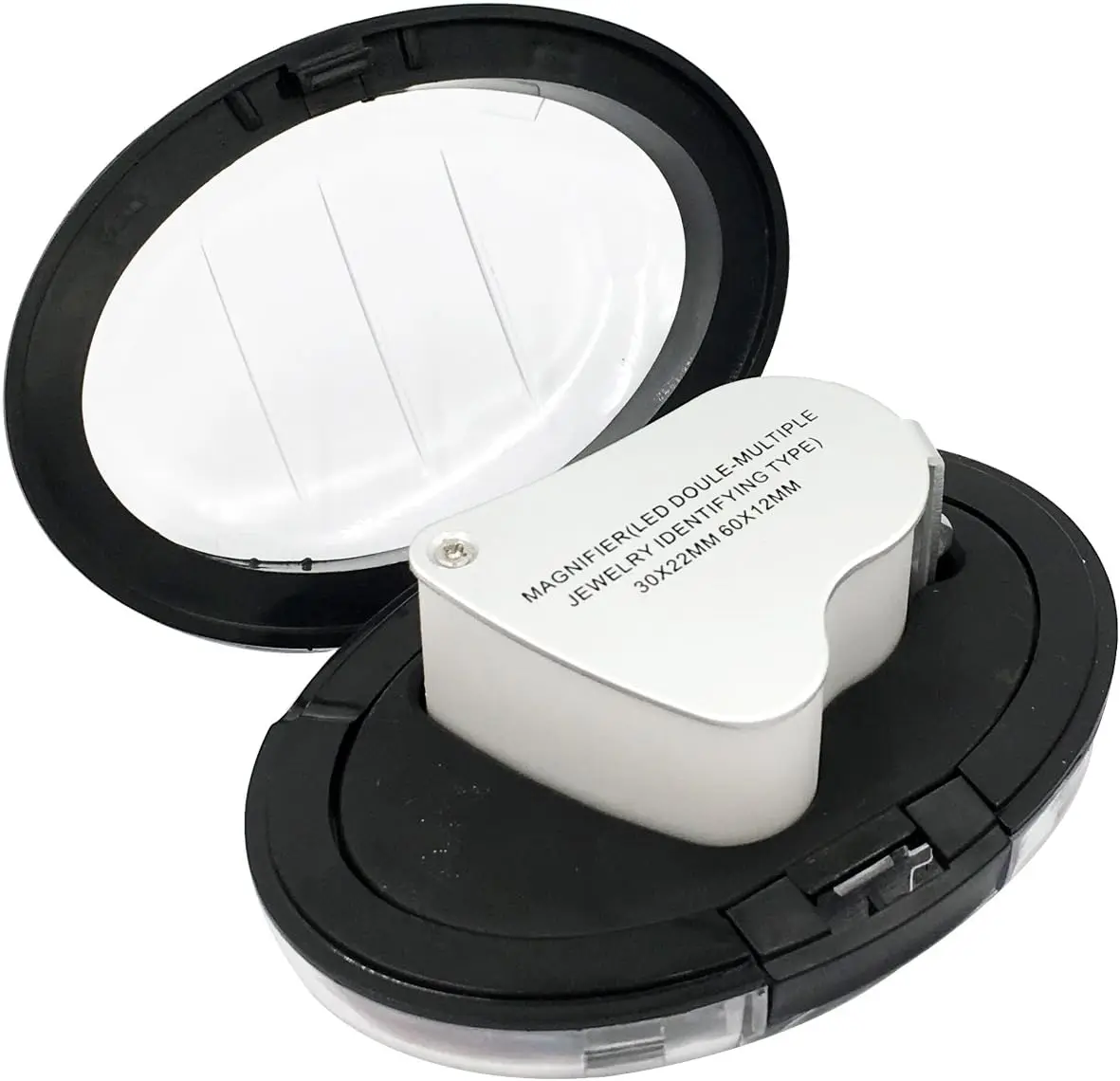 YasumaiDC 30X 60X Loop Magnifier Jewelers Double Eye Loupe Dual Lens Illuminated Glass Jewelry Magnifying with LED UV Light 2in1