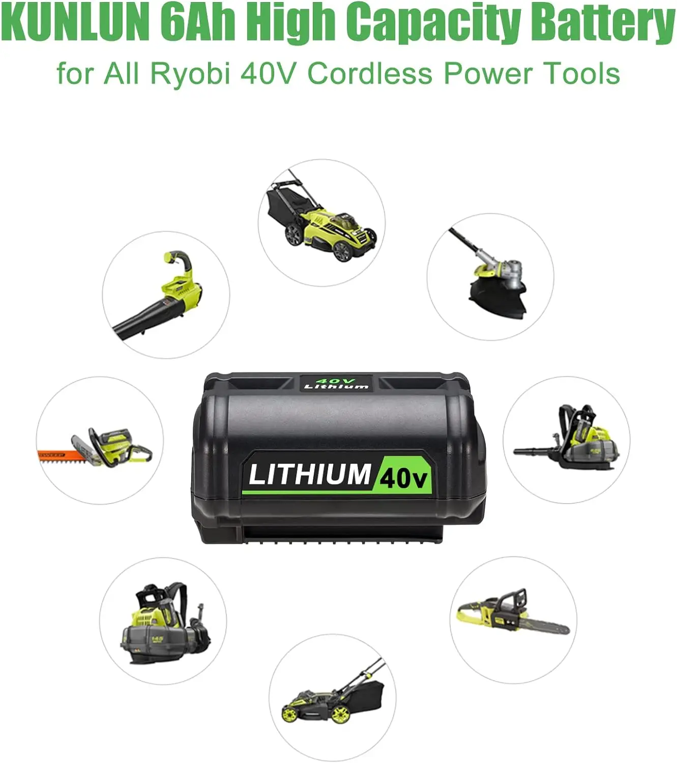 For Ryobi 6.0Ah 40V Li-ion Battery For OP40401 OP4050A OP4050 RY40502 RY40200 RY40400 Cordless Power Tools Rechargeable Battery