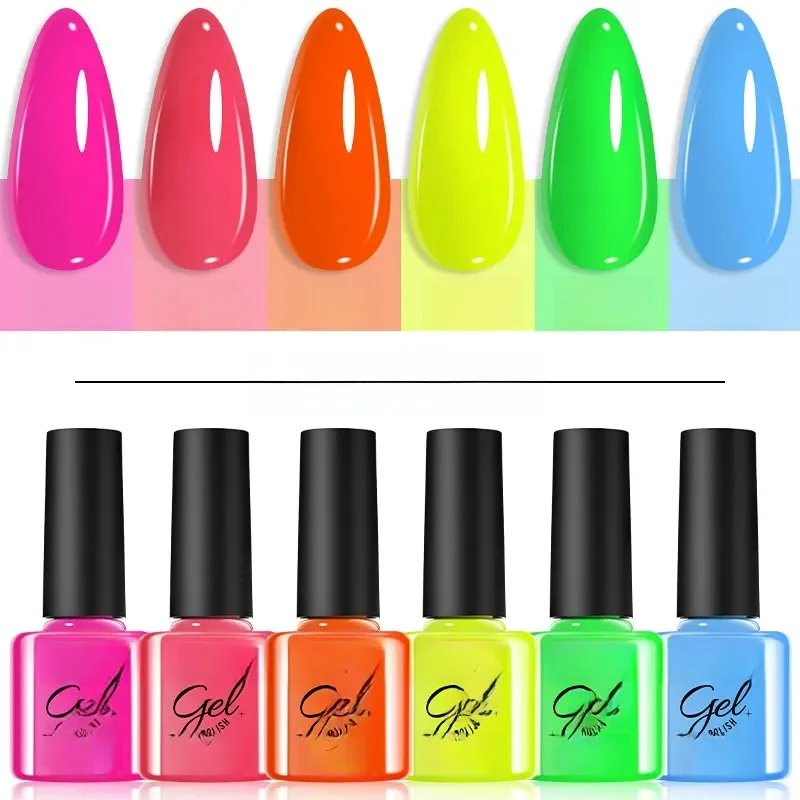 LILYCUTE 6 pièces Gel vernis à ongles ensemble été néon ongles Gel Kits pour bricolage Vernis à ongles Semi Permanent UV lampe Gellak vernis à ongles ensemble