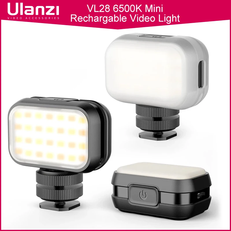 Ulanzi-luz LED para vídeo Vlog VL28, 6500K, Ultra Mini, recargable, ajustable, para Youtube, Selfie, luz de carga tipo C