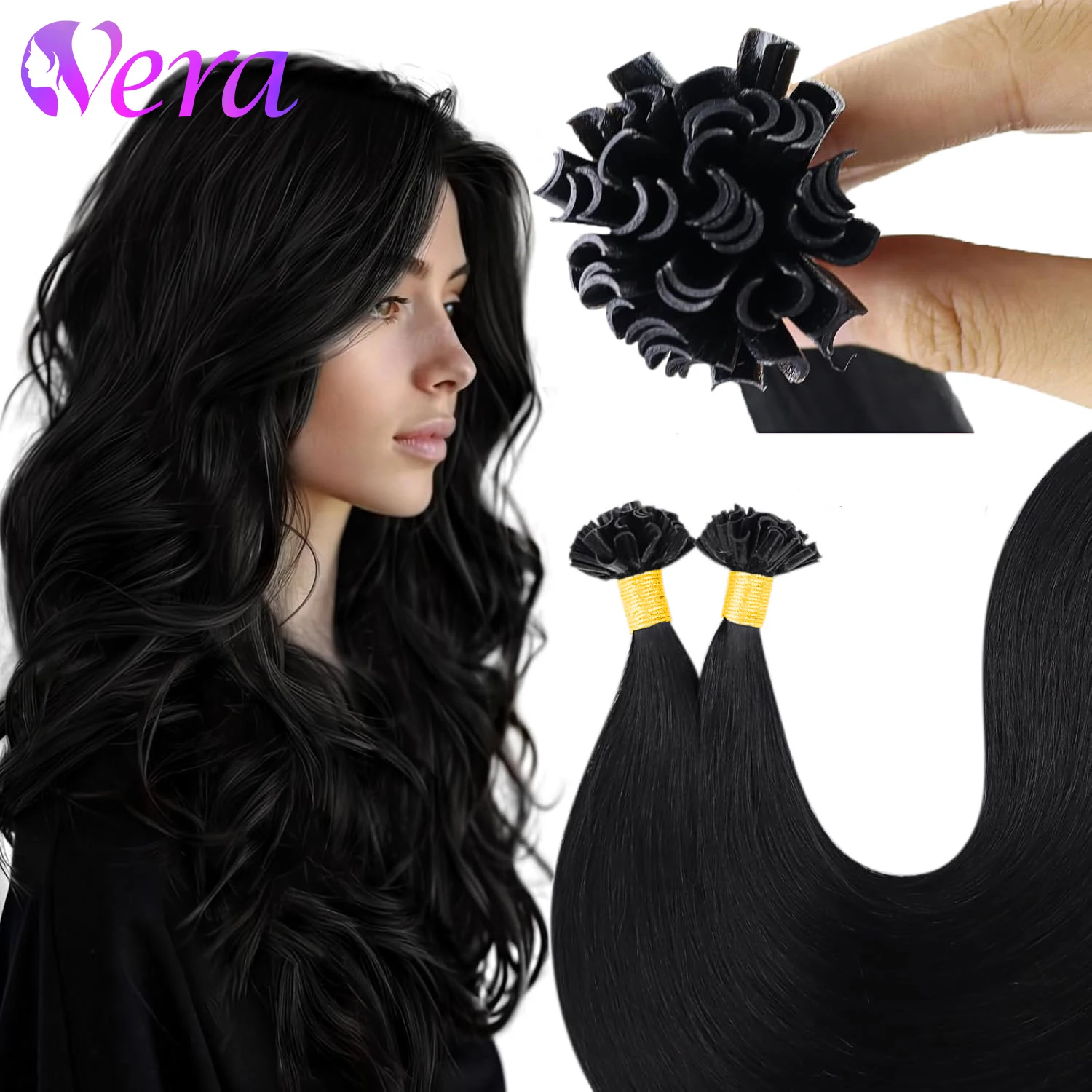 

Наращивание волос Utip, человеческие волосы, кератиновые наращивания волос, натуральный черный, горячее наращивание волос Fusion, U-образные кончики, наращивание волос, прямые