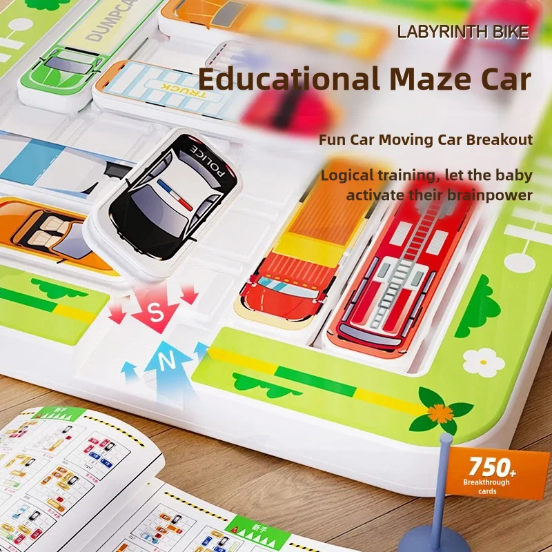 Moving the car out of the warehouse Huarong Road maze car puzzle logic training parent-child interactive children's toys