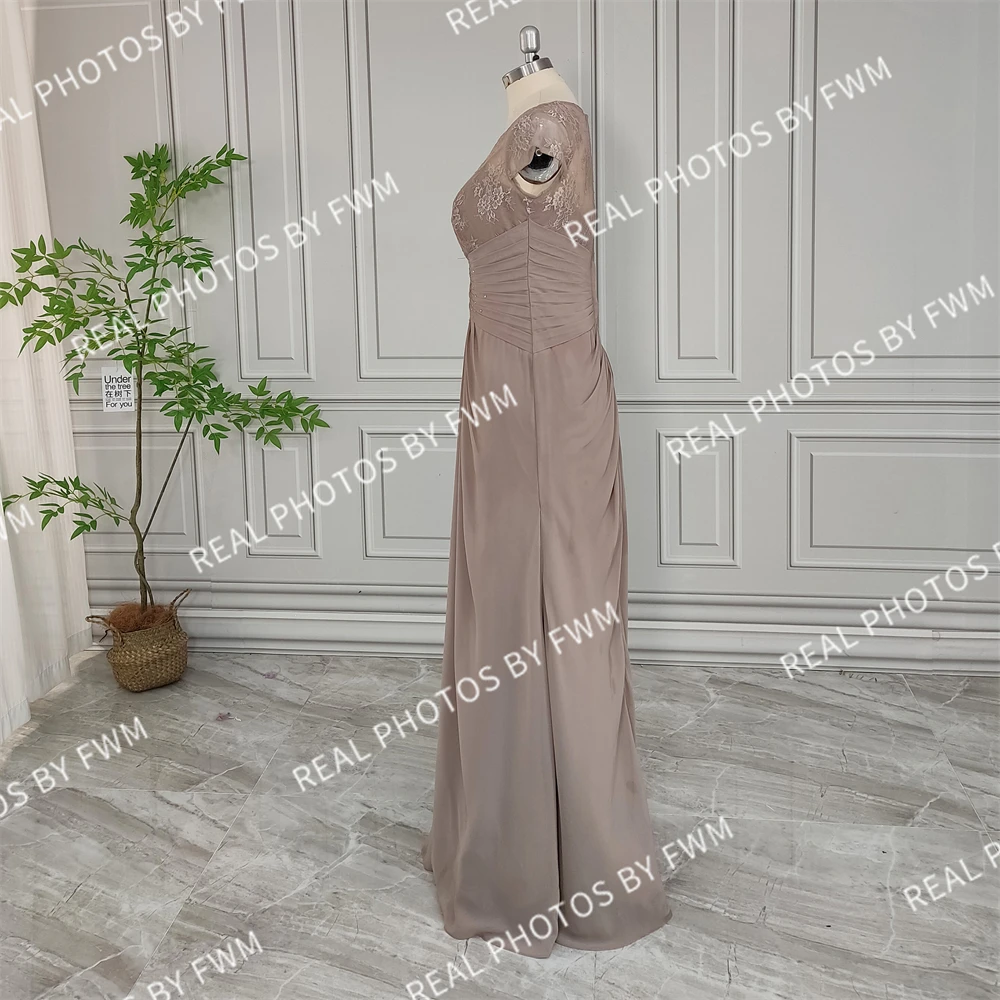 15642# Customized Elegant Pleat Chiffon Mother of Bride Dresses With Appliques Lace Wedding Evening Party Gown For Women