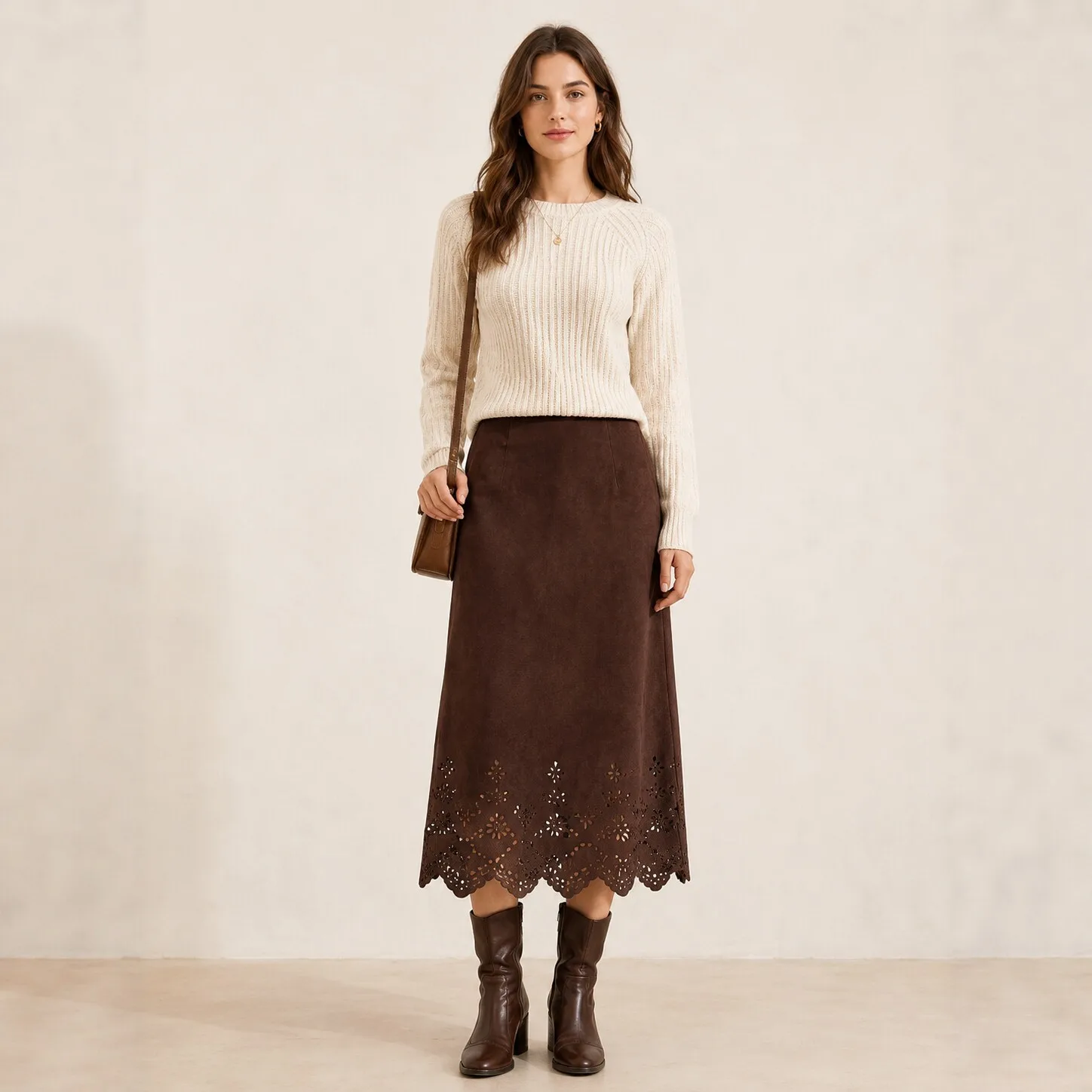 Dance Use Skirts Wave Pattern a Line Ethnic Tribal with Autumn Winter Maxi Length Women Long Skirt for Elderly Youth Middle Aged