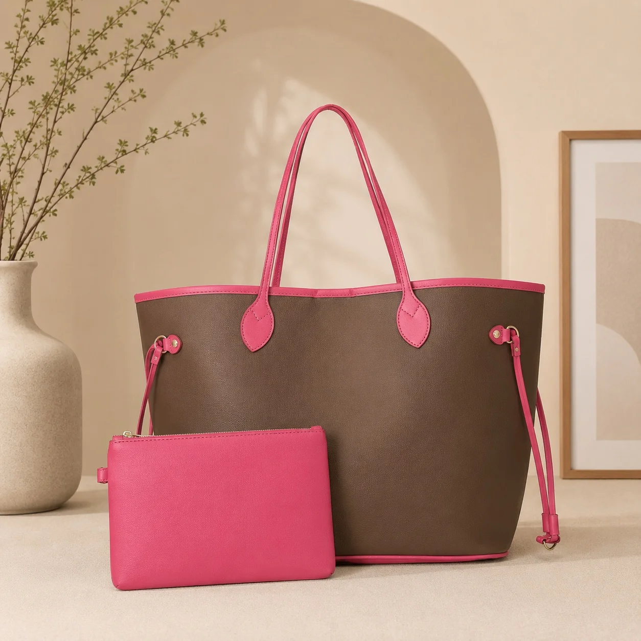 2026 New Luxury Classic Pattern Edeny Large Capacity Handbag with Small Wallet (32*15*28cm)