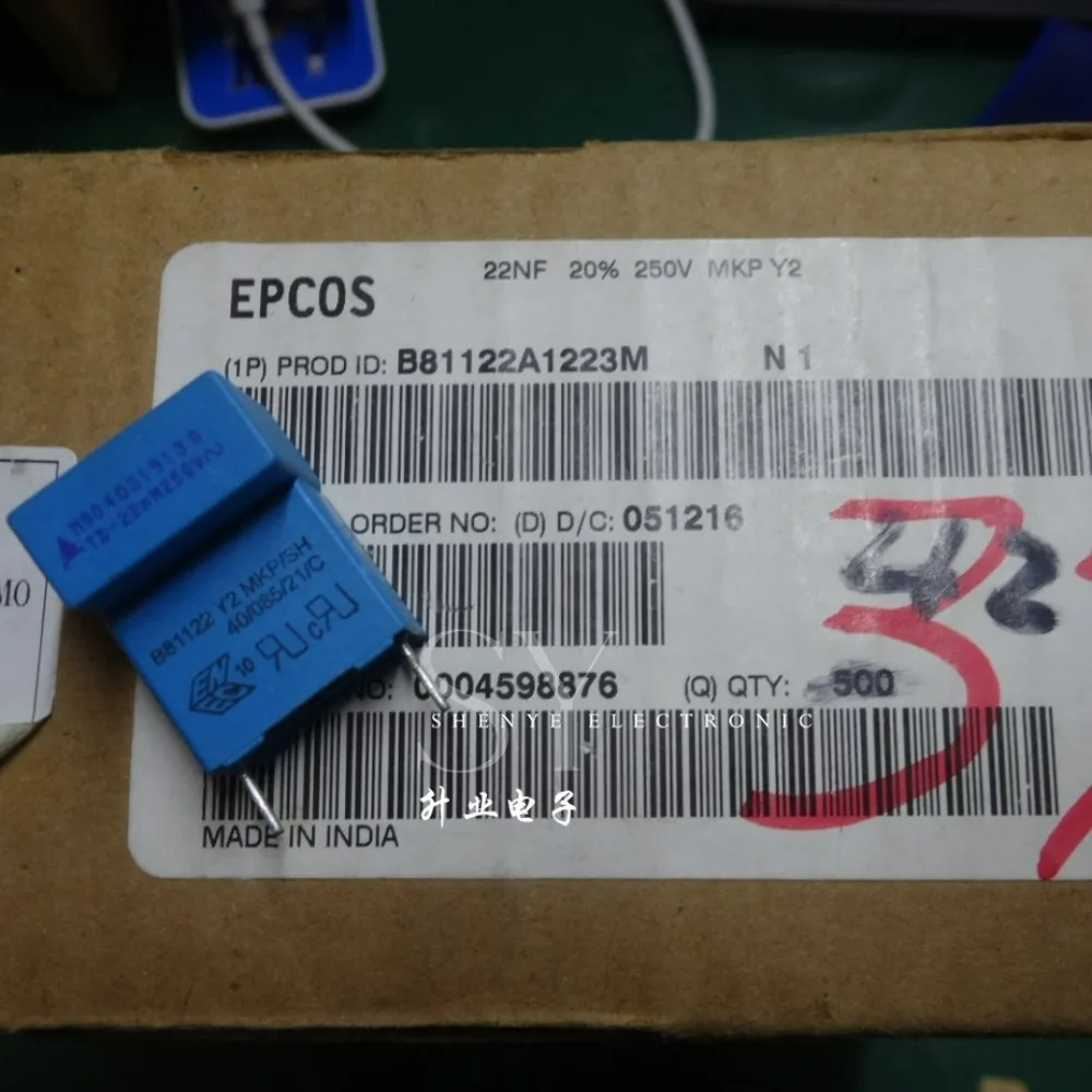 5pcs/lot EPCOS MKP 0.022uf 250vAC 22nf 223 M Y2 Brand New 15mm Film Capacitor B81122A1223M