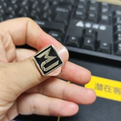 925 Solid Silver Ring Customized Personalized Logo Square Shape Fashion Ring With Black Background Luxury  Men Ring Wholesale