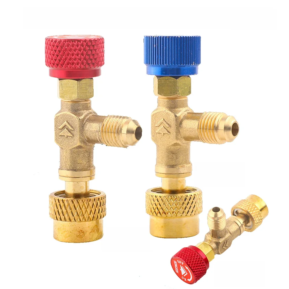 R410a R22 narzędzie chłodnicze klimatyzacja zawór bezpieczeństwa Adapter 1/4 "5/16" Cal gwint męski/gwint żeński zawory węża do ładowania — zdjęcie 2