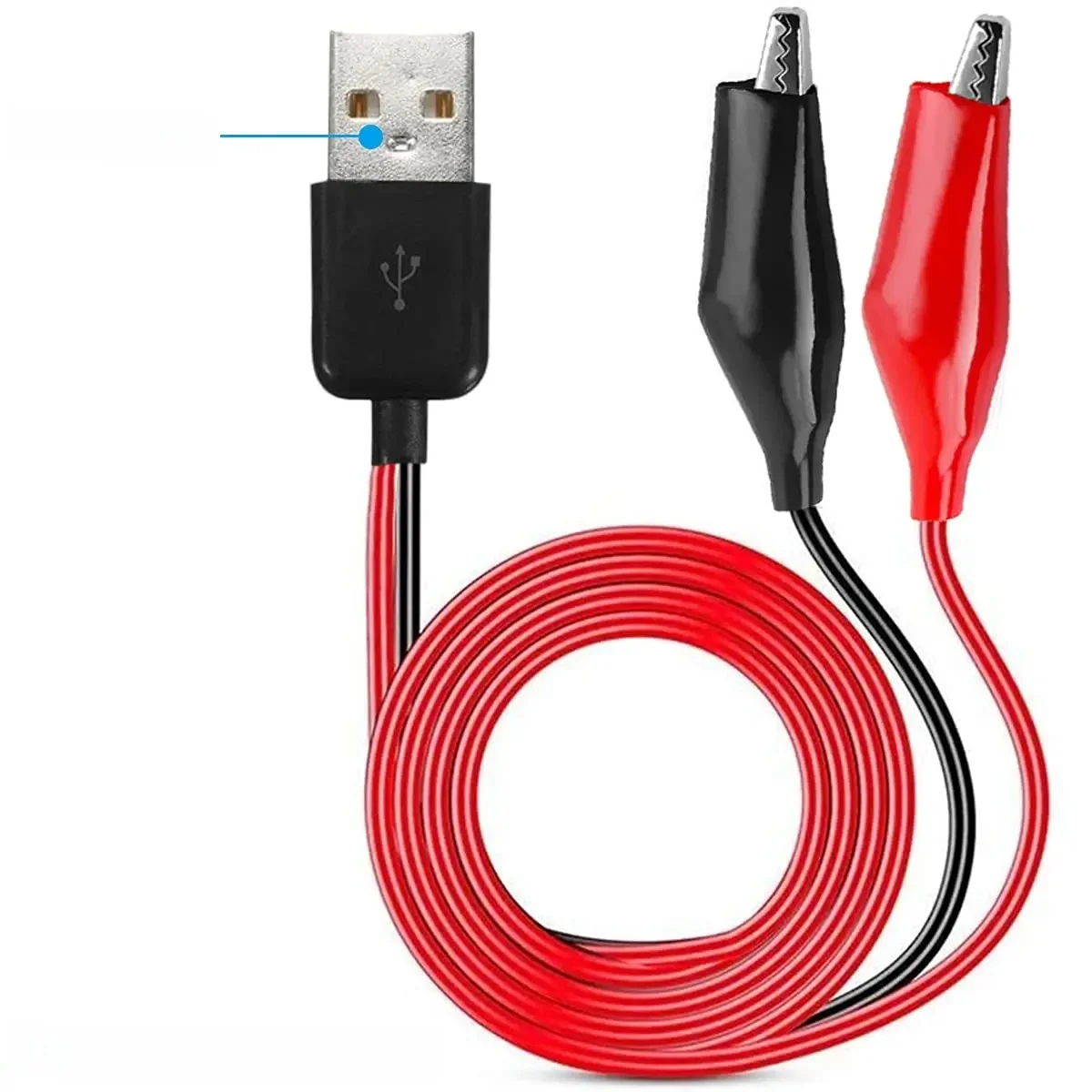 Krokodillenklem naar USB, krokodillenklemmen naar USB Type-A mannelijke connectorkabel Koperen meetsnoeren voor het testen van circuitvoeding - afbeelding 2