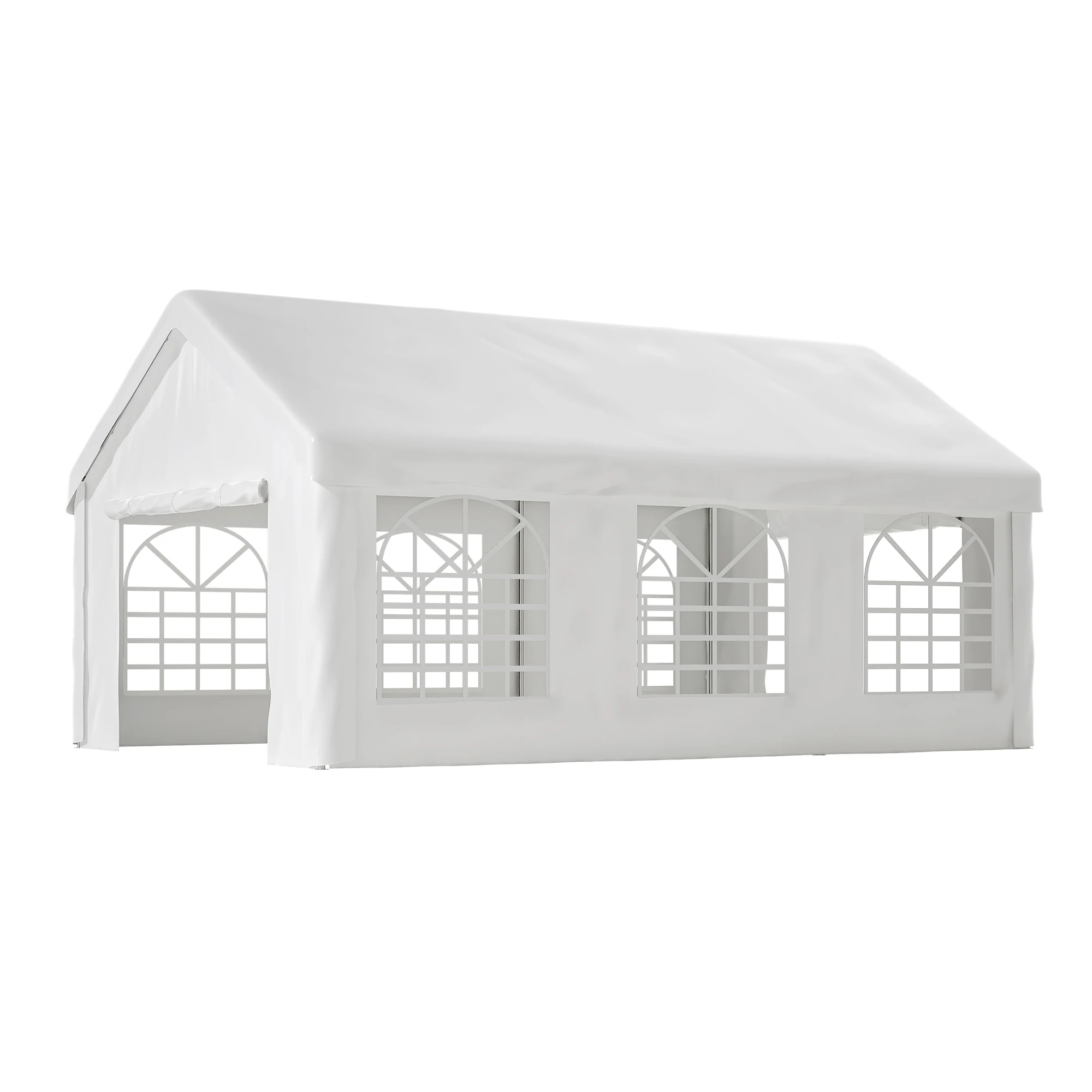 Garaje de tienda de campaña para automóvil resistente de 4 x 6 m, refugio impermeable con puertas enrollables dobles. Carport portátil reforzado con techo y paredes extraíbles