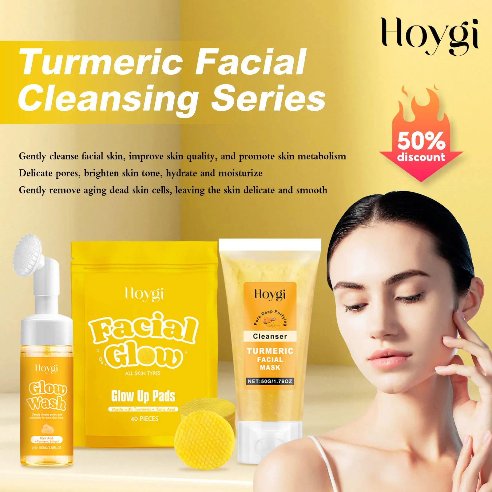 

Hoygi набор для очищения лица с куркумой, пилинг-маска для лица, контроль жирности, сужение пор, удаление темных пятен, увлажнение кожи, средство для удаления черных точек