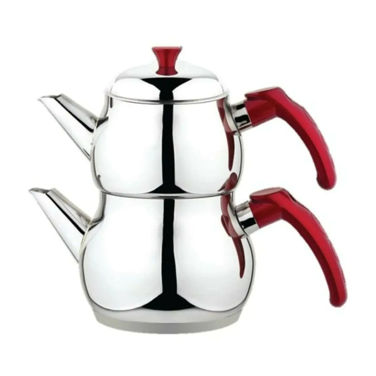 Besa Steel Teapot Red Handle Medium Size Strainer Teapot Top Teapot 1LT Teapot Bottom 2,10LT