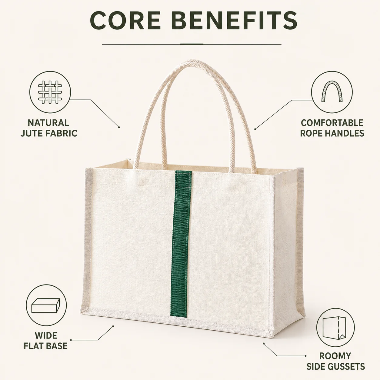 Sac en jute rayé vert durable, - Women Bags Jute avis et prix