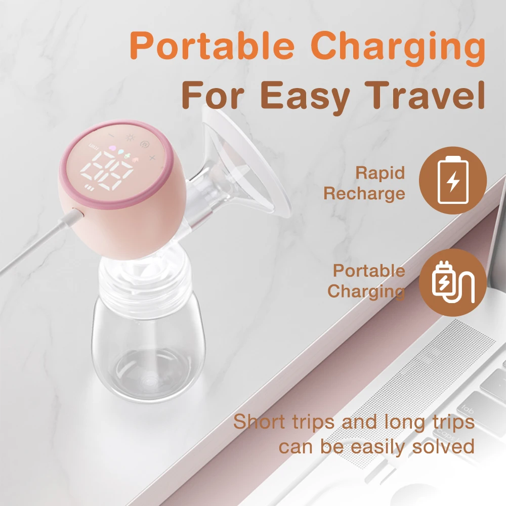 Dr.isla Electric Breast Pump Portable High Suction Breast Milk Extractor 4 Modes 15 Levels 1500mAh 180ml Silent Breastfeeding