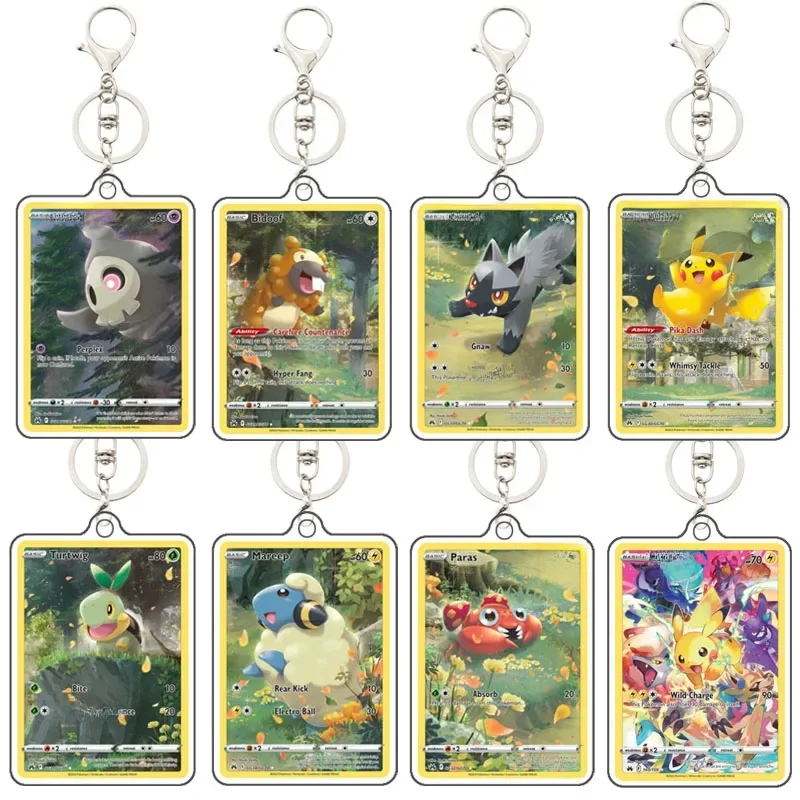 Pokemon auto-fait Original acrylique magmortar Riolu Lapras Mew Qikachu Mareep Poochyena Latias Anime périphériques porte-clés pendentif