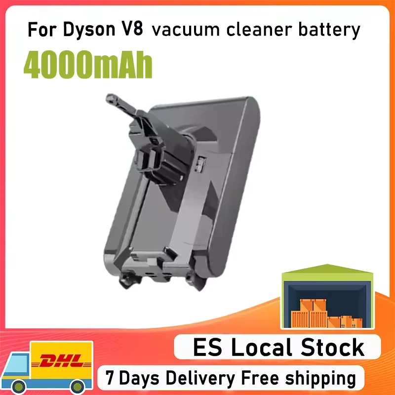 Livraison rapide dans l'UE, batterie 21,6 V de nouvelle génération, haute capacité 4000 mAh pour aspirateur Dyson V8 Absolute Animal, batterie Li-ion rechargeable SV10