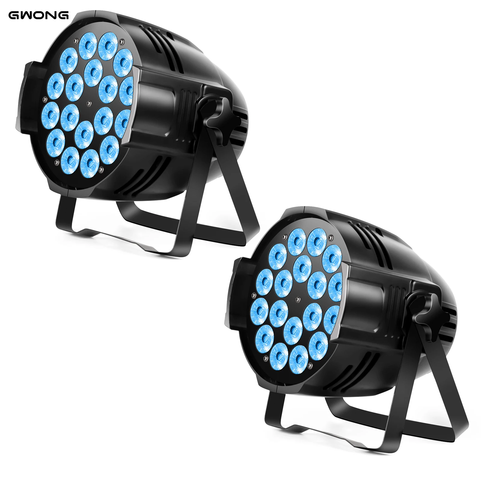 Gwong 2Pcs 18*15W LED Par Spotlights 275W LED Stage Light 4 in 1 RGBW Stage Lighting with DMX For Party Disco Family Celebrations Churches