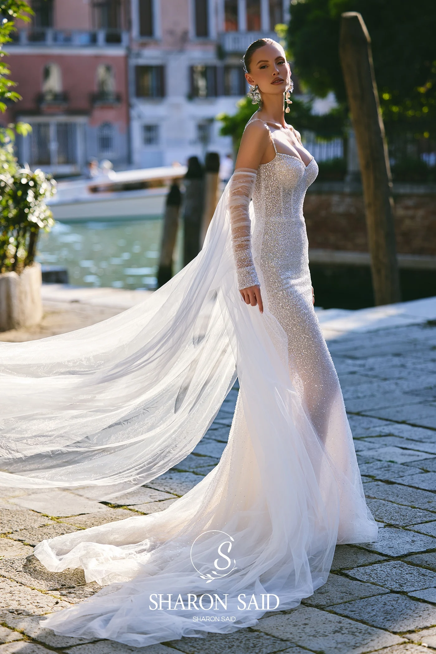 Sharon Said Glamorous Glinsterende Sweetheart Off White Trouwjurk 2025 Zeemeermin Corset Prinses Bruid Toga SW319 Aangepaste