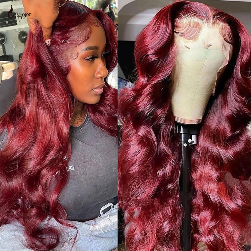 Uwigs Burgundy 99J Body Wave 13x4 13x6 Lace Front Wig 100% Human Hair Wig 4x4 Transparent Lace Closure Wig Brazilian Human Hair