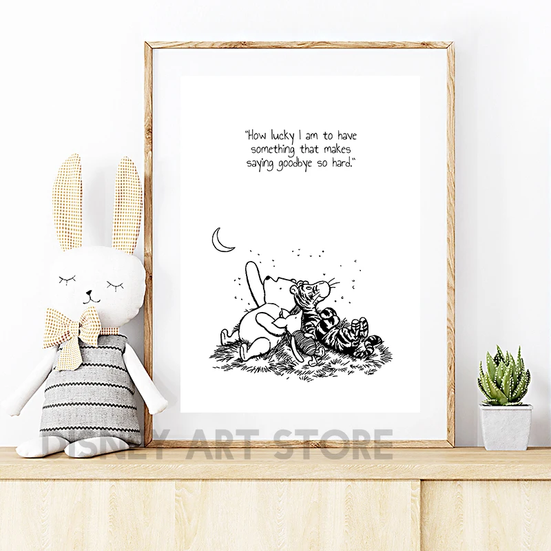 Winnie the Pooh Quote Prints Black and White Poster Nursery Decoration Baby Shower Pooh Art Canvas Painting New Baby Gifts