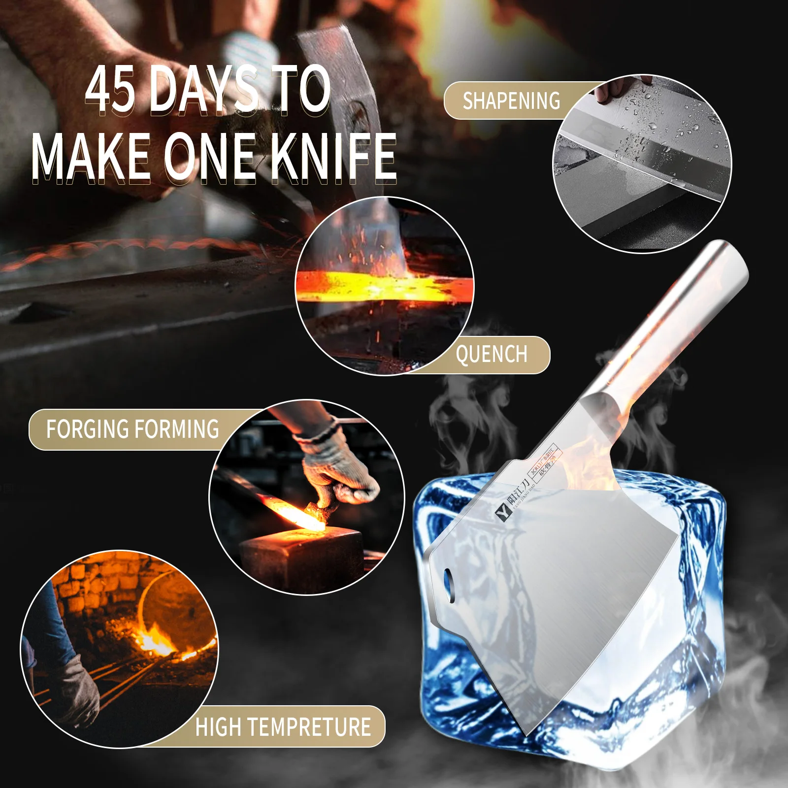 Heavy Duty Meat Cleaver Bone Chopper Knife - Stainless Steel Axe Butcher Knife for Cutting Meat & Bones,Kitchen accessories