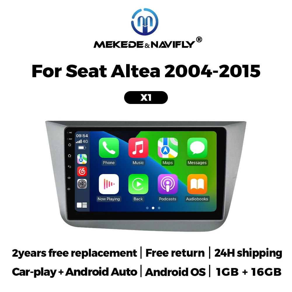 Navifly 9 Inch Android Car Radio Wireless Carplay Auto For Seat Altea 2004 - 2015 Multimedia Player GPS 2 Din Head Unit FM Radio