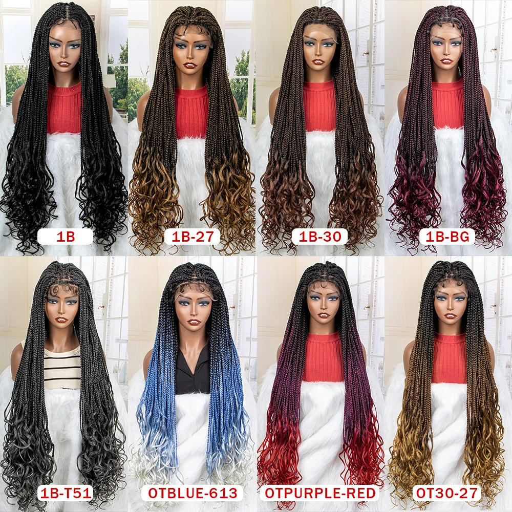 Baby Haar Synthetische Lace Front Pruik Gevlochten Pruiken Lang Krullend Wave Haar 36 Inch Doos Gevlochten Frontale Braziliaanse Voor Zwarte vrouwen