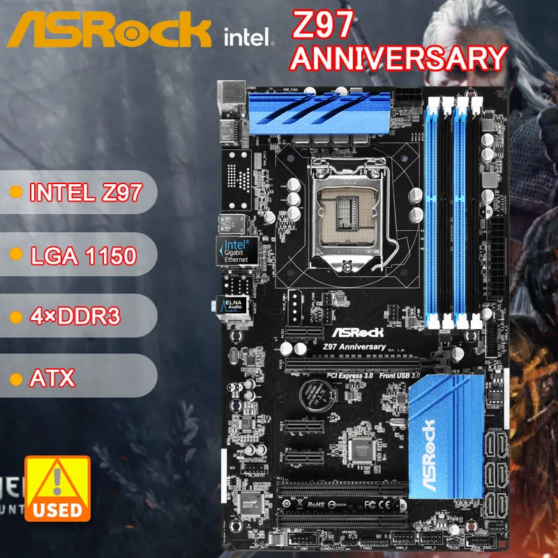 

ASRock Z97 Anniversary Motherboard LGA 1150 Intel Z97 4xDDR3 32GB HDMI USB 3.1 ATX Supports 5th Gen Intel Core i7i5i3 cpu