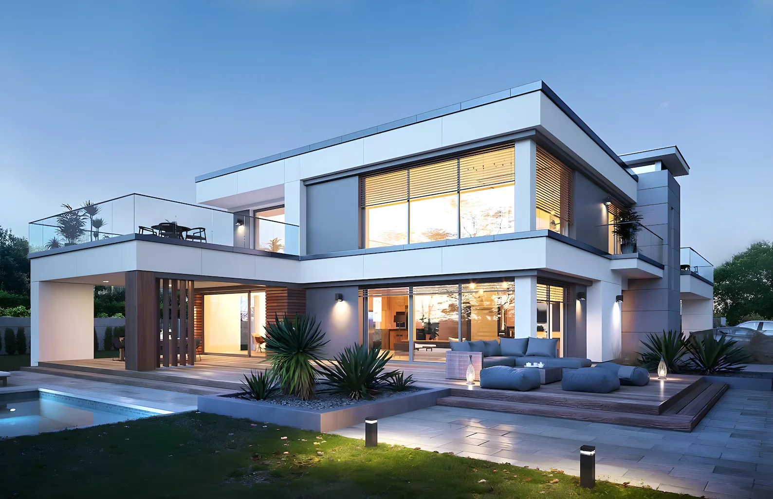 Bedruckte Pläne für modernes Haus, 15 m x 23 m |   4 Schlafzimmer + Loft |   410 m2 Villa Guide Booklet |   DIY-Blaupause (keine Materialien)