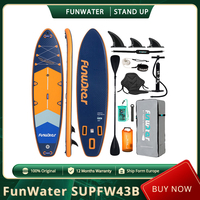 FunWater SUPFW43B Stand Up Paddle Board 350*90*15cm Dimensions, 200kg Weight Capacity, EVA Non-slip, Reinforced Bungee