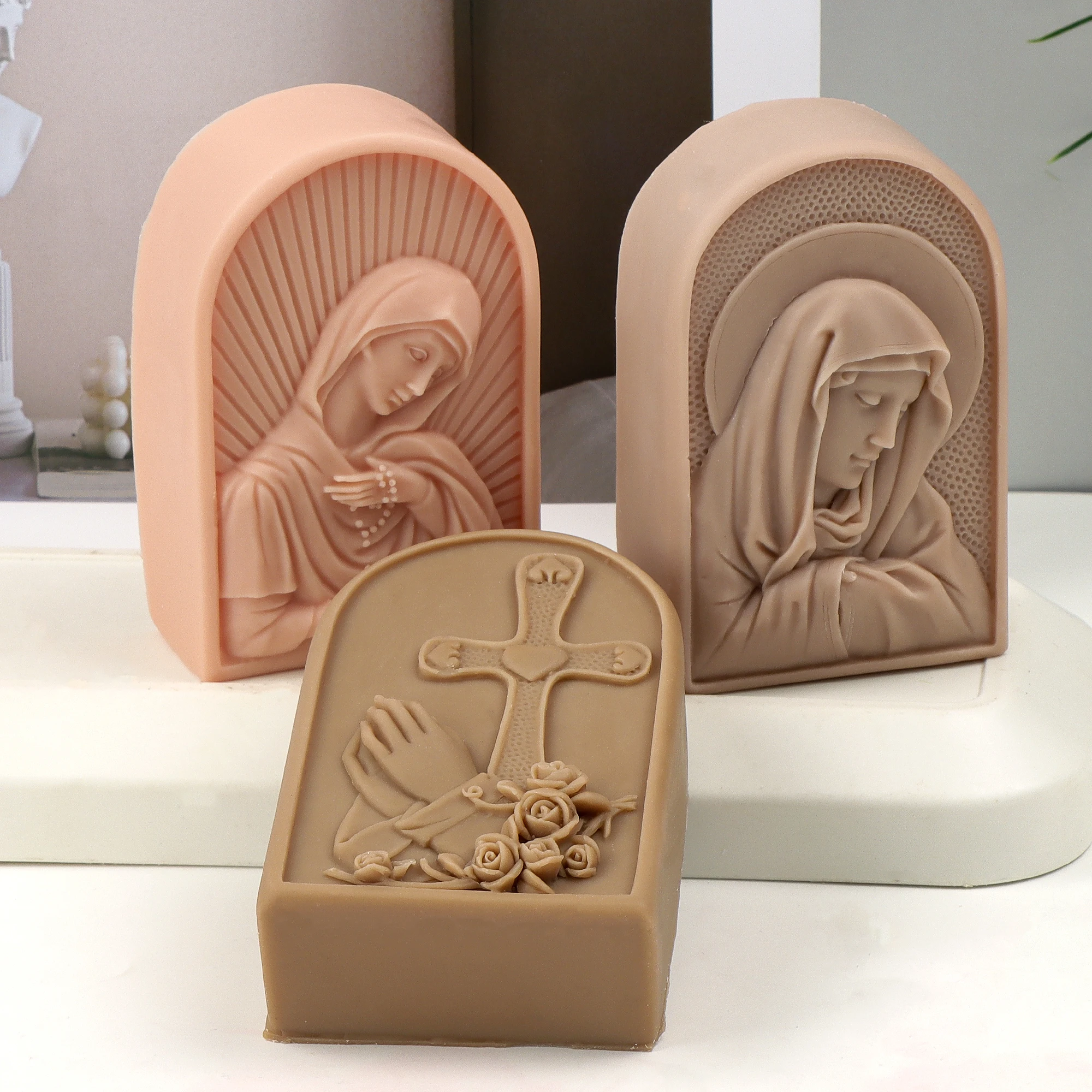 Molde de silicona virgen DIY, molde de vela virgen doblada, herramienta de fabricación de jabón de aromaterapia, decoración del hogar, regalo hecho a mano
