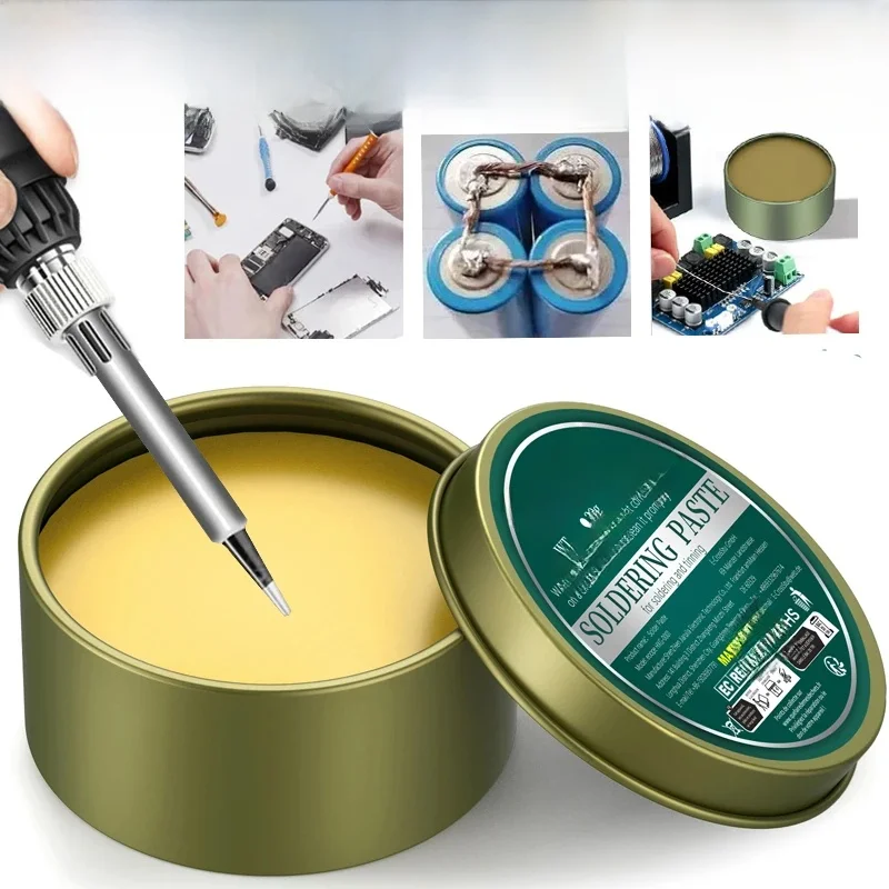 Flux de colophane de pâte à souder sans nettoyage pour l'électronique-flux de soudage sans plomb 100g/30g/400g pour circuits imprimés et outil de réparation du fer