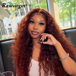 30 Inch Water Water 13x4 Lace Front Wig Omber Ginger Brown Colored Human Hair Lace Front Wig 200% Curly Brazilian Virgin Hair