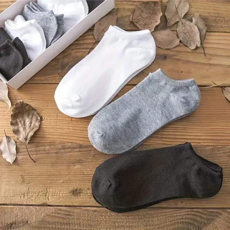 20 paires de chaussettes de sport classiques noires, blanches et grises de couleur unie, douces et respirantes, un incontournable pour un usage quotidien décontracté