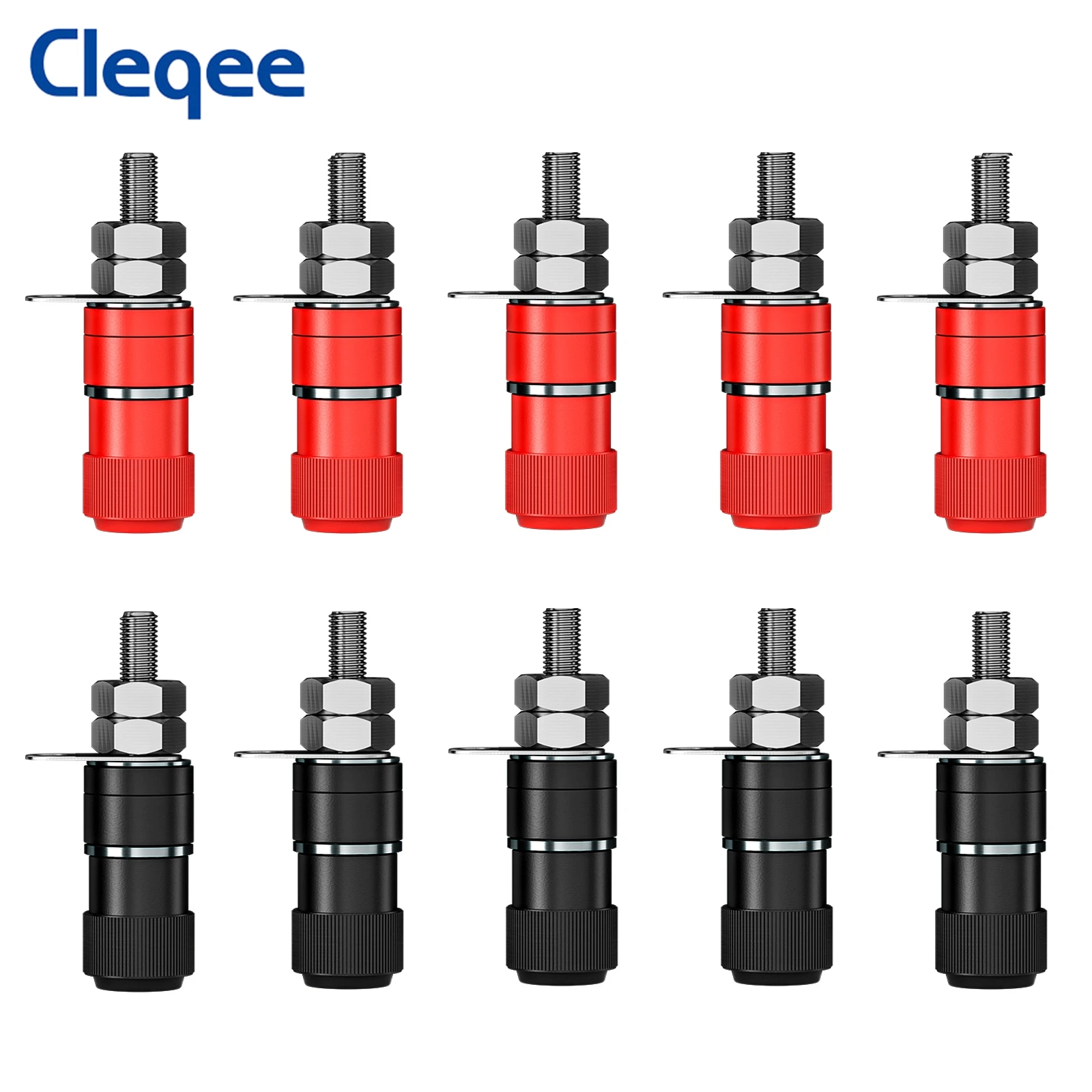 Cleqee 10pcs Binding Post Nut 4mm Banana Socket Banana Plug Jack for Electrical Connector Terminal DIY Accessories