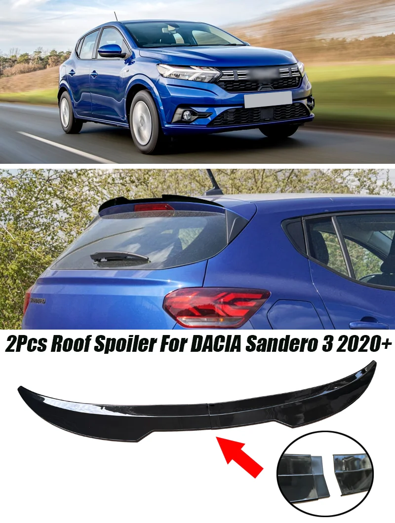 2 Stück 99cm Auto-Dachheckspoilerlippe für DACIA Sandero 3 (DJF) 2020+ Hochglanz Schwarz ABS – Detail 1