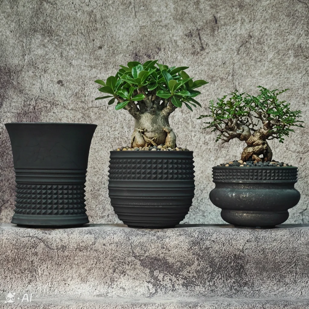 Medium Caudex Plant Pot, Hand Rivet Carved Punk Retro Planter For Pachypodium, Adenium, Cactus, Agave, Operculicarya Pachycaul
