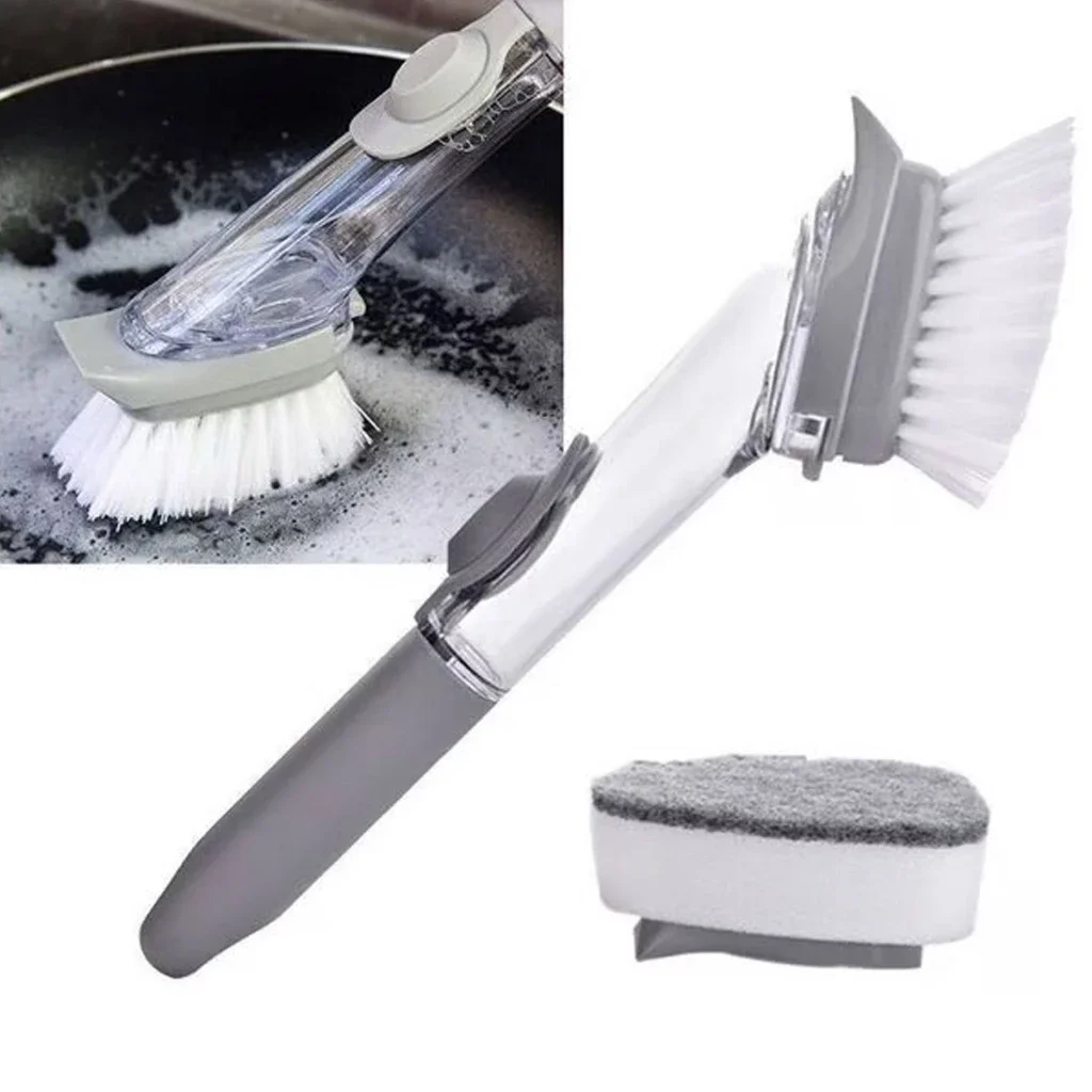 فرشاة تنظيف متعددة الوظائف ، 2 في 1 ، منظف موزع ، عملي ، مدمج ، نظافة المطبخ ، متين ، تخزين سهل الاستخدام #4