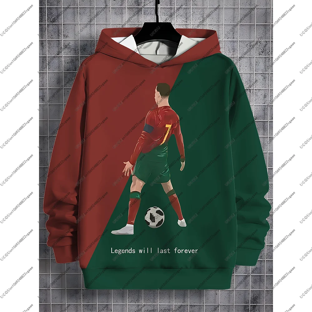 الخريف الرياضة الشتاء كرة القدم المحملة الرجال الذكور كرة القدم عادية الصبي هدية ملابس خارجية تي شيرت البلوز هوديي العصرية الأحمر رونالدو 7 #1