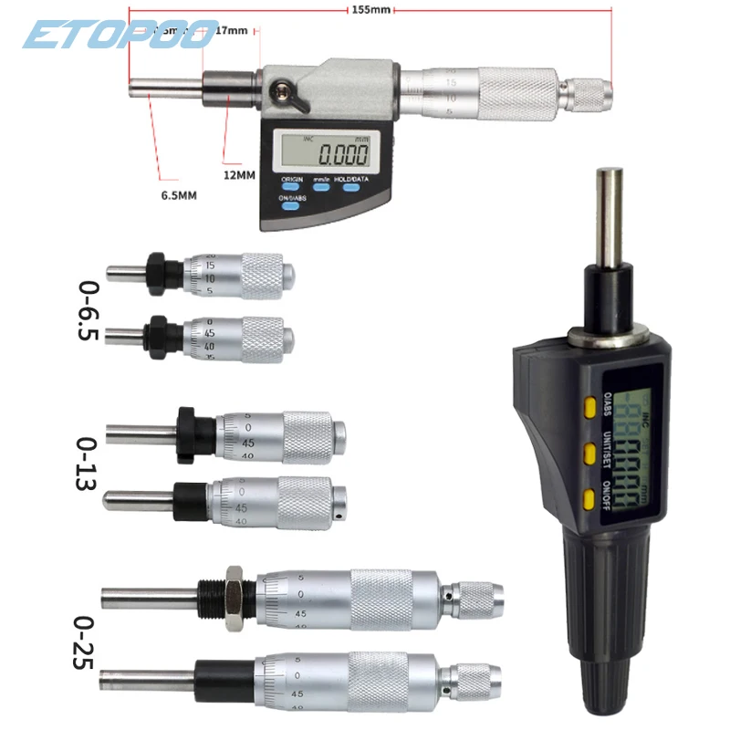 Micrometer differential head 0-13mm 0-6.5mm 0-25mm micrometer head fine tuning with mounting nut micrometer measuring head