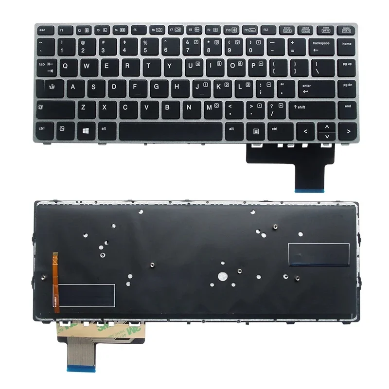 Klawiatura angielska US/RU/SP/FR do laptopa HP EliteBook Folio 9470M 9470 9480 9480M HSTNN-I10C 702843-001 srebrna — zdjęcie produktu 7