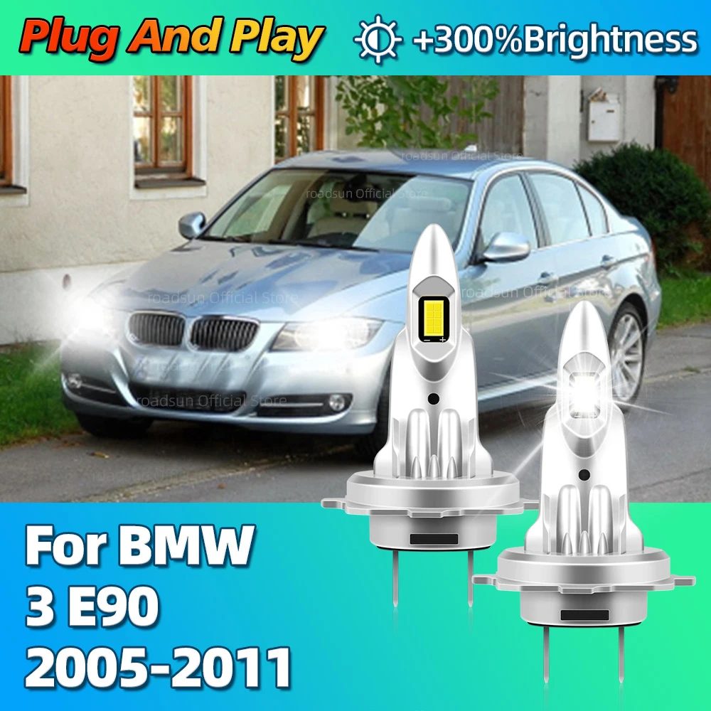 

2 шт. автомобильные светодиодные фары 6000K 30000LM CSP, автоматическая лампа Plug and Play для BMW 3 E90 2005 2006 2007 2008 2009 2010 2011