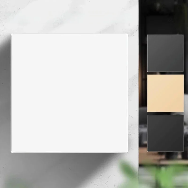 Plaque de couverture vierge avec plaque de fer d'installation, panneau de prise de commutateur en plastique pour la maison, panneau blanc, noir et blanc, or et gris, 86mm * 86mm